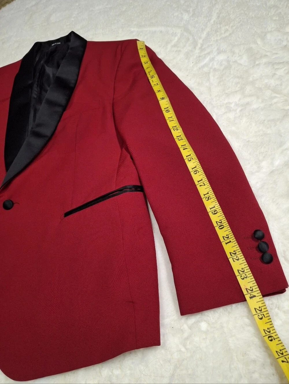Egara Red and Black Satin Shawl Collar Tuxedo Dinner Jacket  Men Size 42S